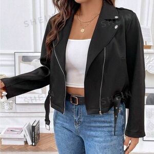 Shein Black Zip Up Moto Jacket